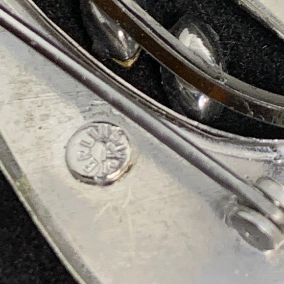 Vintage Tru Kay Sterling Silver Clear Rhinestone Leaf Brooch Signed TK (2467) - Picture 4 of 4